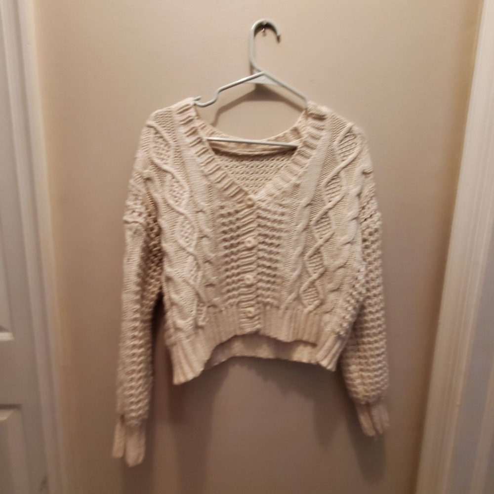 Off white cream cable knit cardigain